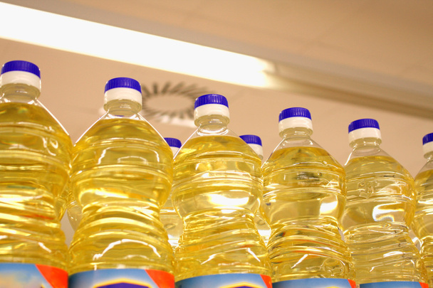 vegetable or sunflower oil in plastic bottles - Photo, Image