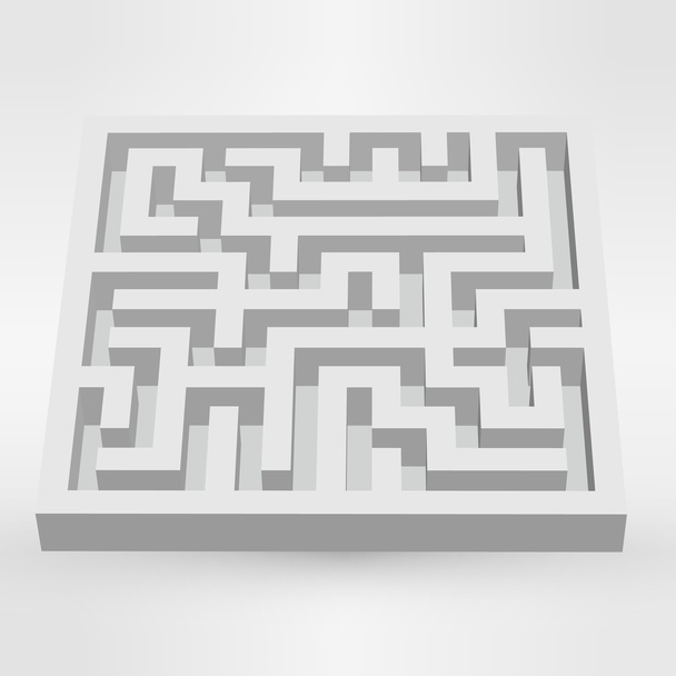 Maze labyrinth puzzle white on grey background. 3D Vector. - Vector, Image