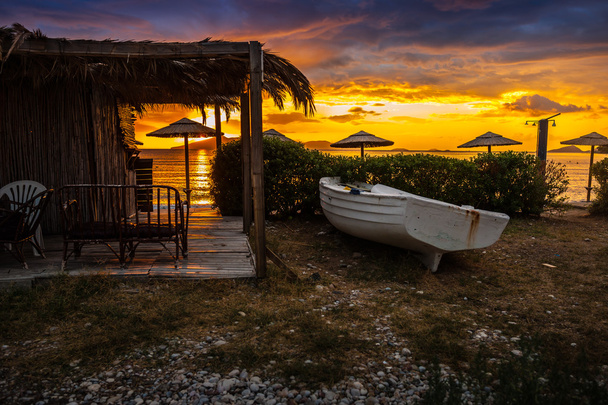 Zachód słońca na holiday resort - Zdjęcie, obraz