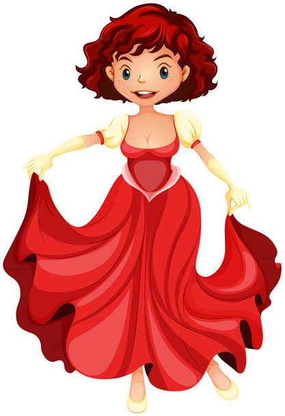 Kaunis tyttö punainen mekko - Vektori, kuva