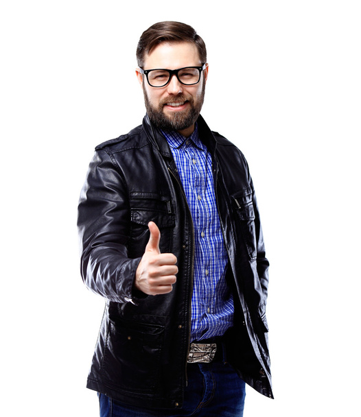 Happy man with thumbs up gesture - Фото, изображение