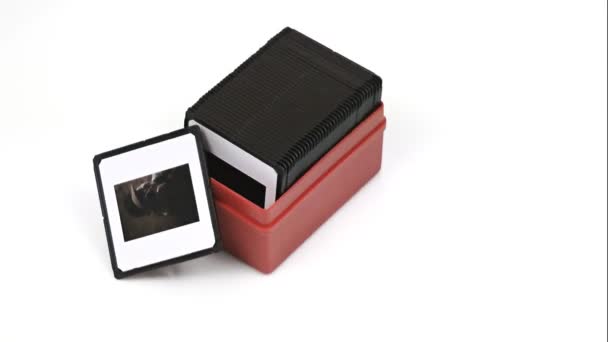 Slides 35mm Film Diapositives Box Rotating - Footage, Video