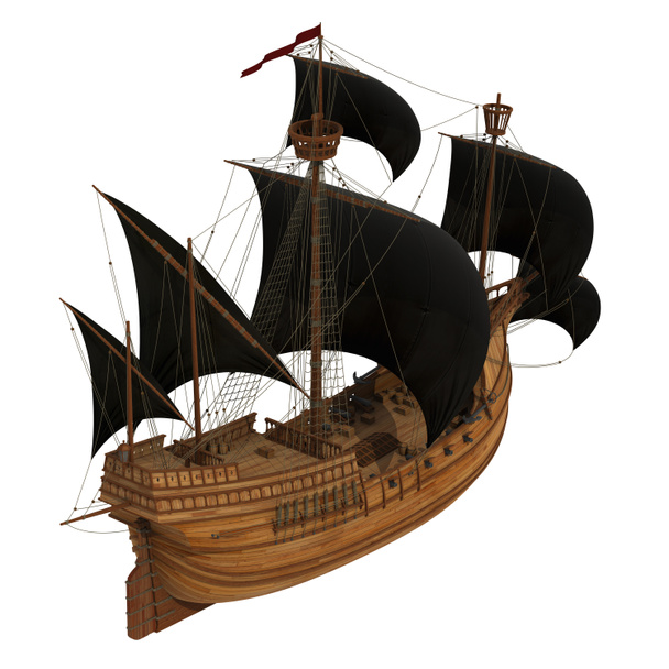 Pirátská loď nad bílým pozadím - Fotografie, Obrázek