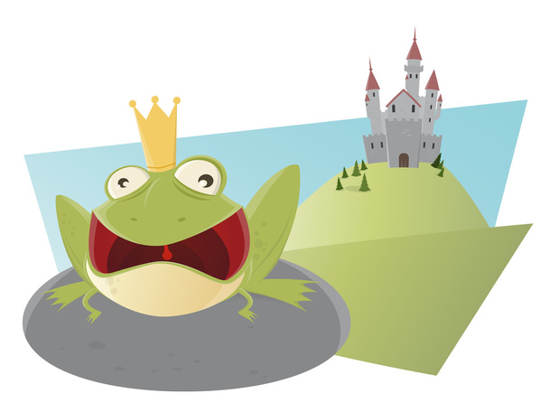 croaking dibujos animados rana rey
 - Vector, imagen