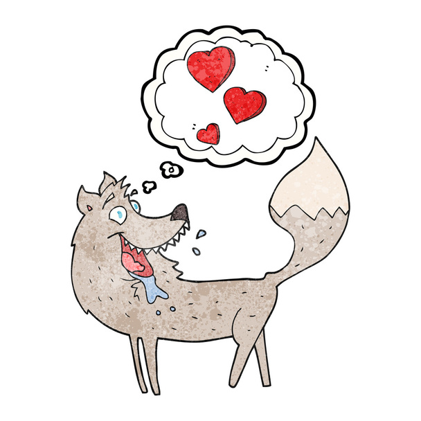 Gedankenblase texturierte Cartoon Wolf in der Liebe - Vektor, Bild
