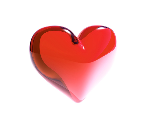 Red glass heart isolated - Foto, Imagem