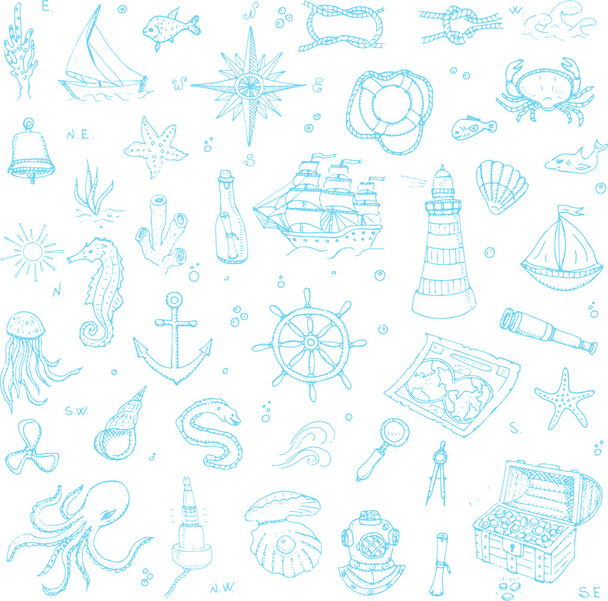 Boat and Sea icons set - Vector, imagen