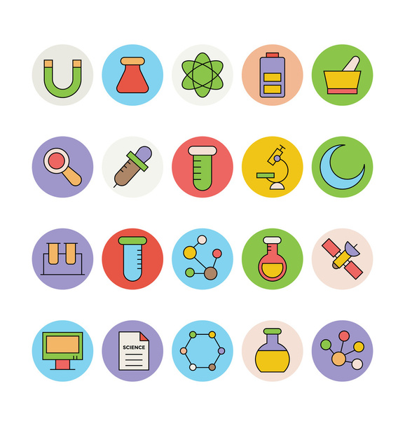 Science and Technology Colored Vector Icons 1 - Vector, Image