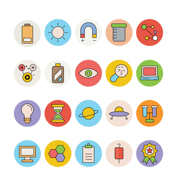 Science and Technology Colored Vector Icons 3 - Vector, Image