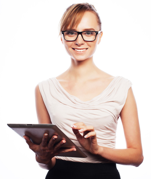 young business woman working on tablet - Foto, Bild
