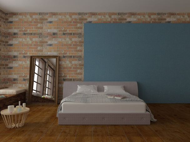 Chambre dans le style loft
 - Photo, image