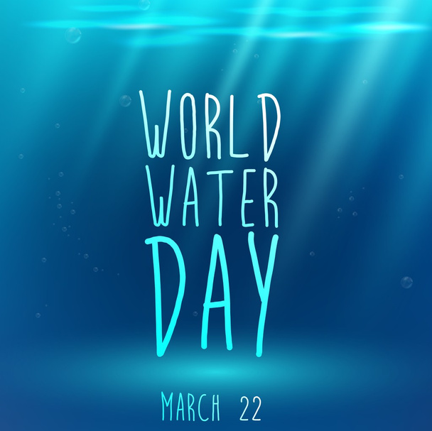 Podvodní modré pozadí s textem a vody pro Světový den vody - Vektor, obrázek
