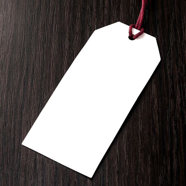 price tag on wooden background.Blank tag.Discounts. Benefit. marketing concept - Valokuva, kuva