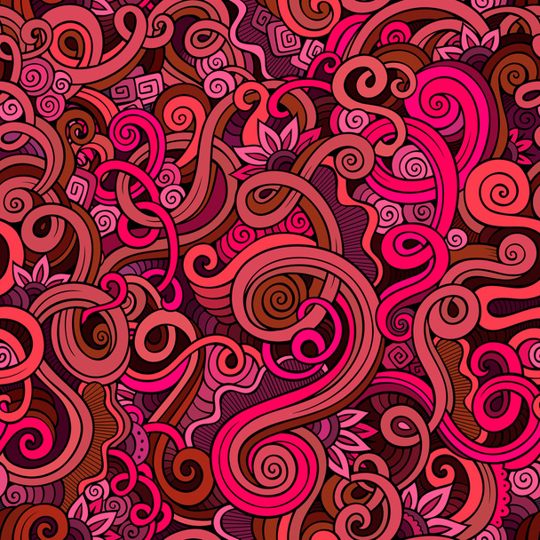 Decoración doodle naturaleza rizo ornamental patrón sin costuras
 - Vector, Imagen