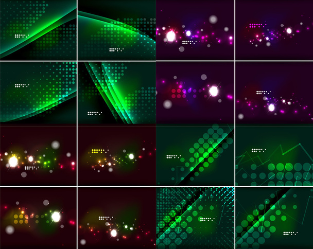 Conjunto de linhas brilhantes no espaço escuro com faíscas, explosões de lentes e brilho
 - Vetor, Imagem