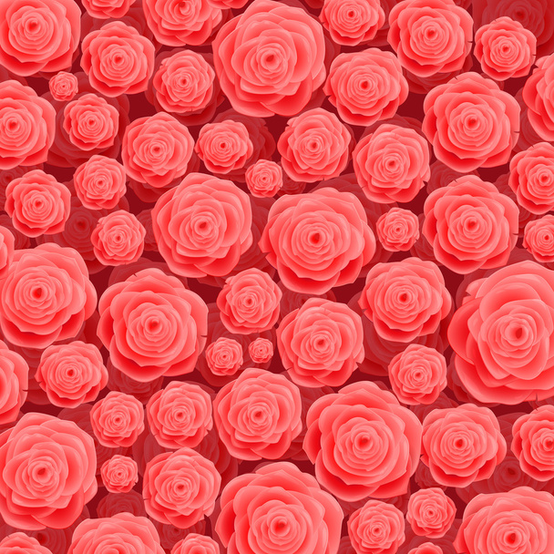 Beautiful Blooming Rose Flowers on Pink Background. Template for Your Design - Vector, Image