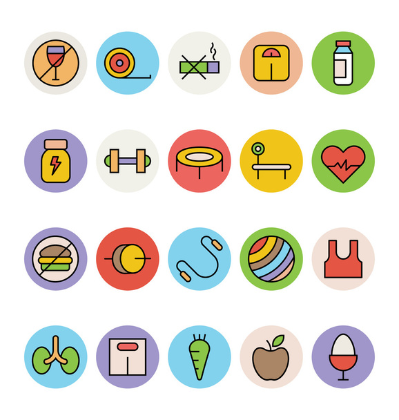 Fitness and Health Colored Vector Icons 1 - Vector, Image
