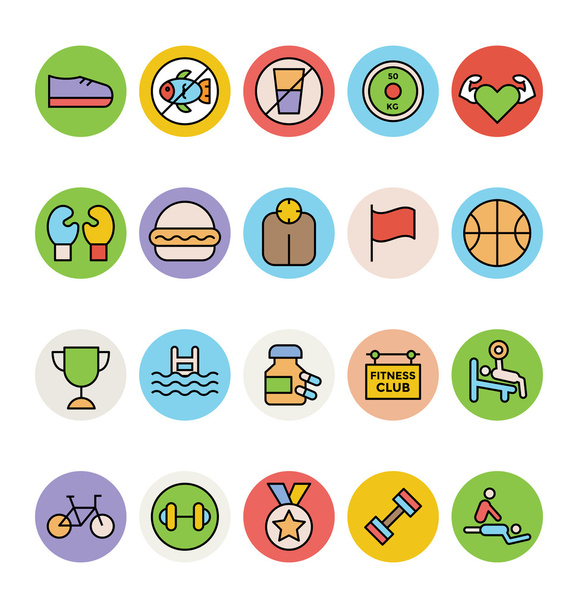 Fitness and Health Colored Vector Icons 4 - Vector, Image