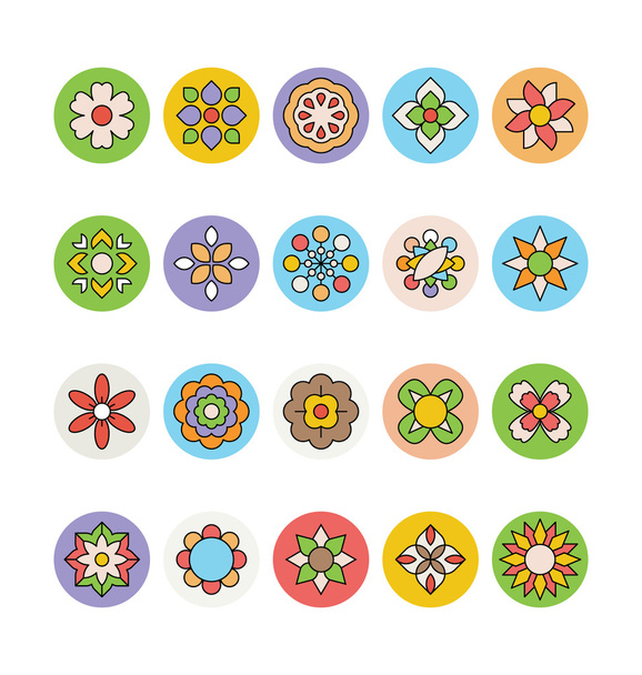 Цветы и цветные векторные иконы 4
 - Вектор,изображение