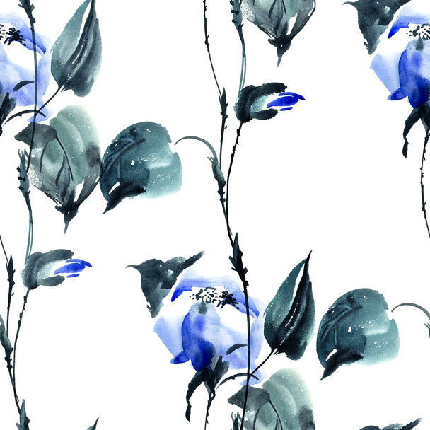vzor modré květy - Fotografie, Obrázek