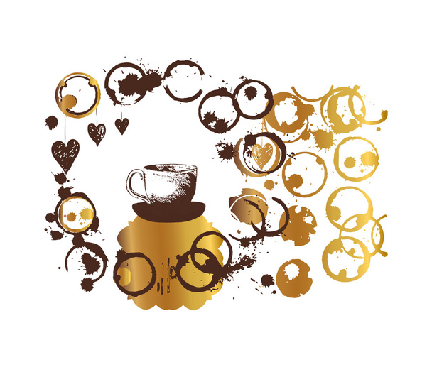  Zlatá lisovaným káva s šplouchá a skvrny. - Fotografie, Obrázek