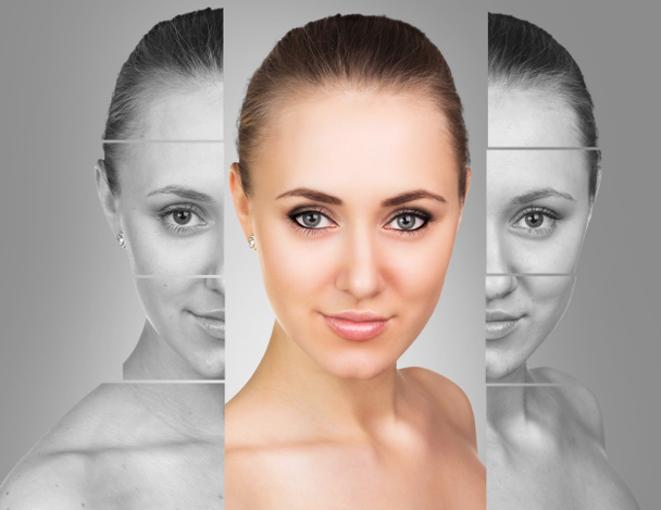 女性の顔の比較の肖像 - 写真・画像