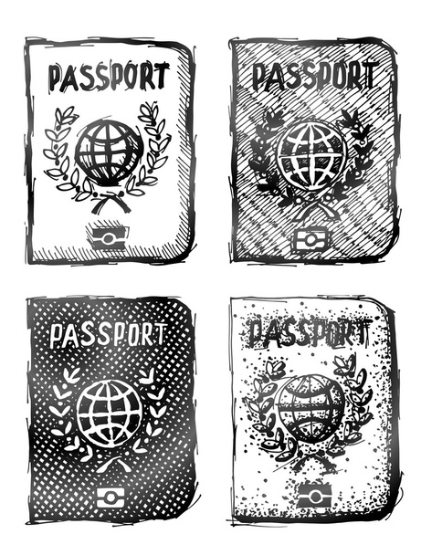 Pasaporte dibujado a mano
 - Vector, Imagen