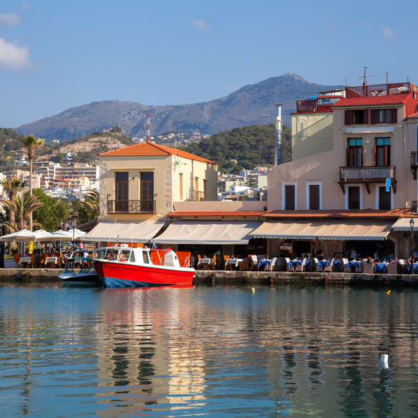 Old Venetian Harbour at Rethymno Crete Greece Mediterranean - Фото, изображение
