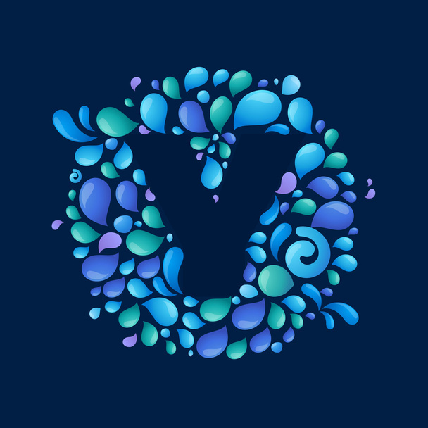 Y brief in cirkel voor splashes - Vector, afbeelding