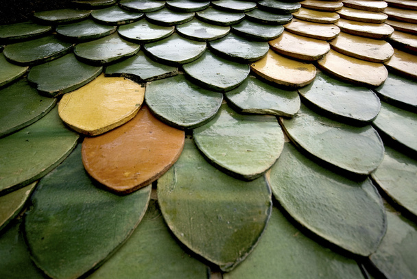 Old colorful ceramic roof texture . - Fotografie, Obrázek