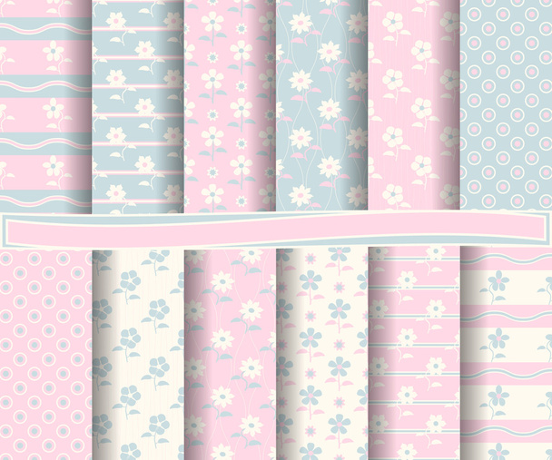Set aus abstraktem Vektorpapier mit floralen Mustern und dekorativen Elementen für Sammelalbum - Vektor, Bild