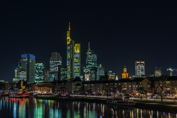 view of Frankfurt am Main at night, Germany - Фото, изображение