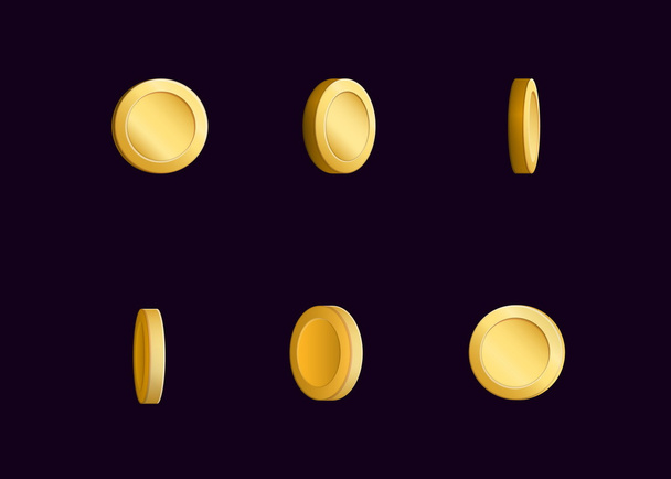 Ξωτικό φύλλο animation επίδραση ενός νομίσματος νηματοποίηση Χρυσή αφρώδεις και εκ περιτροπής. Για εφέ βίντεο, ανάπτυξη παιχνιδιών. - Διάνυσμα, εικόνα