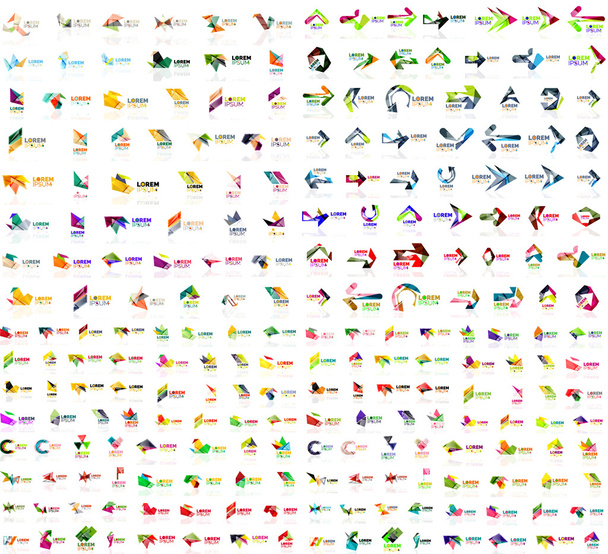 Mega collezione di modelli di logo geometrici astratti, origami icone aziendali in stile carta con testo campione. Vettore
 - Vettoriali, immagini