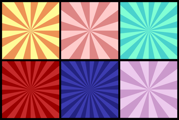 Set di raffiche di sole in diversi colori
 - Vettoriali, immagini