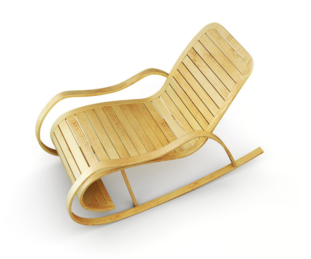 3D-illustrationl van houten schommelstoel geïsoleerd op witte backg - Foto, afbeelding