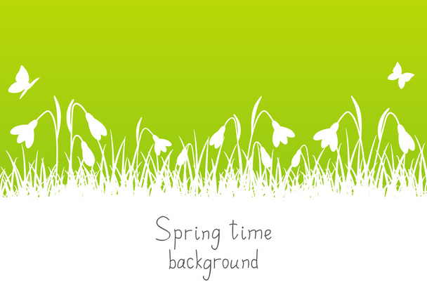 Background with snowdrop silhouettes - Vector, Image