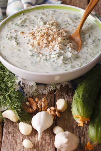 ブルガリア スープの伝統は、ボウルや食材のクローズ アップ。Verti - 写真・画像