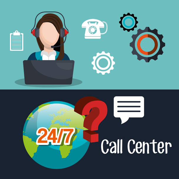 Call-Center-Design - Vektor, Bild