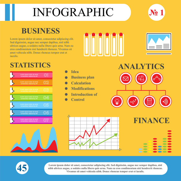 Business Infographics. Diagrams, tables, flat-style graphics - Vector, Image
