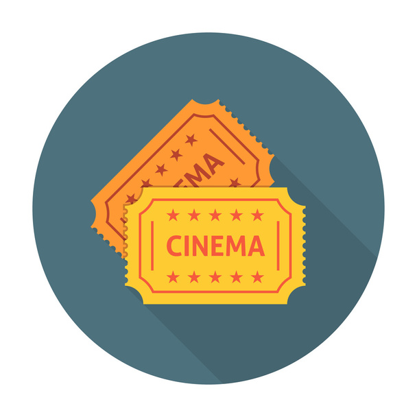 Cinema ticket flat icon - Vetor, Imagem