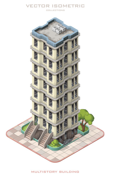 isometrisches Symbol für mehrstöckiges Gebäude - Vektor, Bild