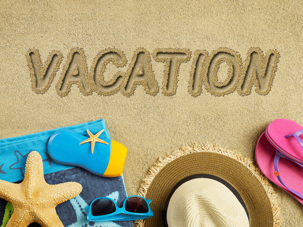 Texto de vacaciones sobre arena
 - Foto, imagen