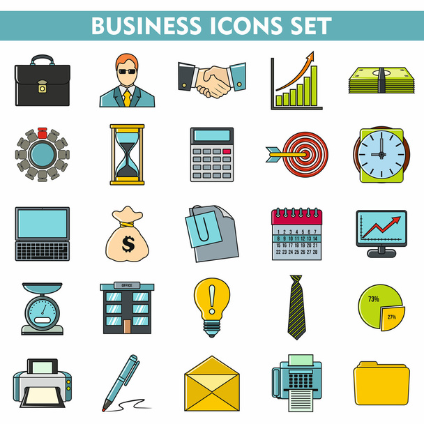 Modern cartoon icons set of corporate management and business - Vector, Image