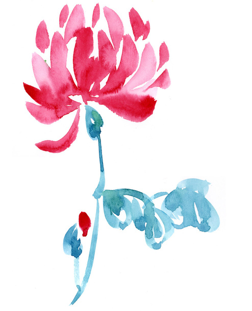 czerwony kwiat akwarela - Zdjęcie, obraz