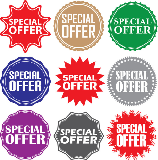 Set cartelli per offerte speciali, set adesivi per offerte speciali, illus vettoriale
 - Vettoriali, immagini