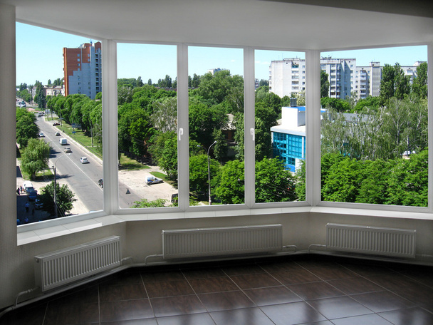 modern window to the boisterous street of city - Photo, Image