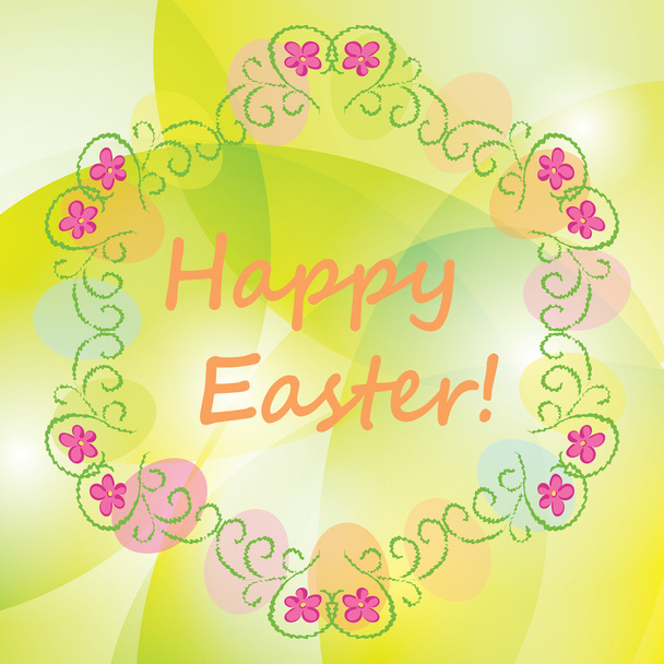 bright vector background with floral ornament - happy easter - Vector, Image