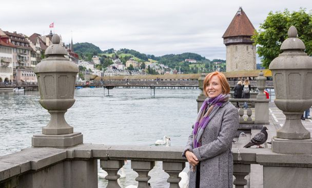 Happy tourist in Lucerne, Switzerland - Fotografie, Obrázek