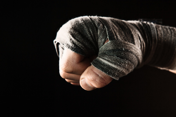 Close-up hand of muscular man with bandage - Foto, Imagen